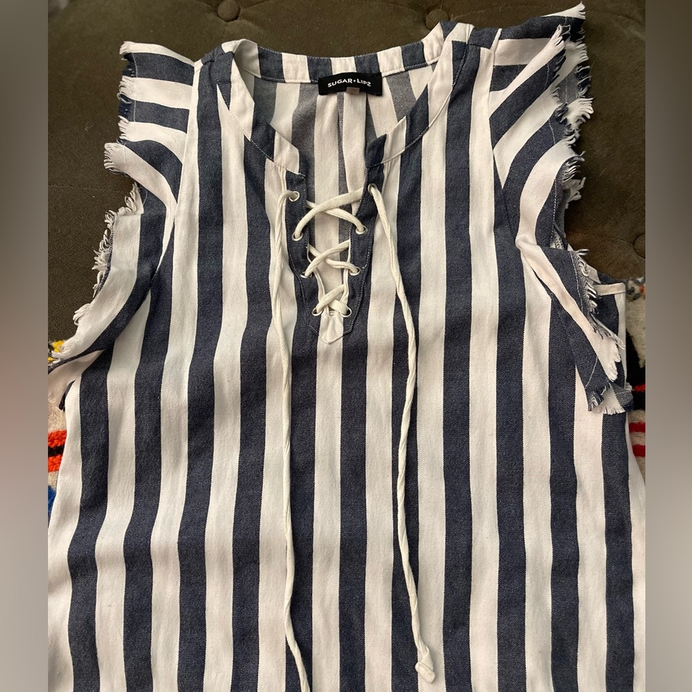 Sugarlips Blue and White Striped Mini Dress - Picture 3 of 4